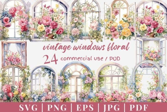 24 Vintage Window Vector Graphics for Branding and Illustrations