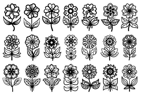 Abstract Decorative Floral Set for Creative Design Projects