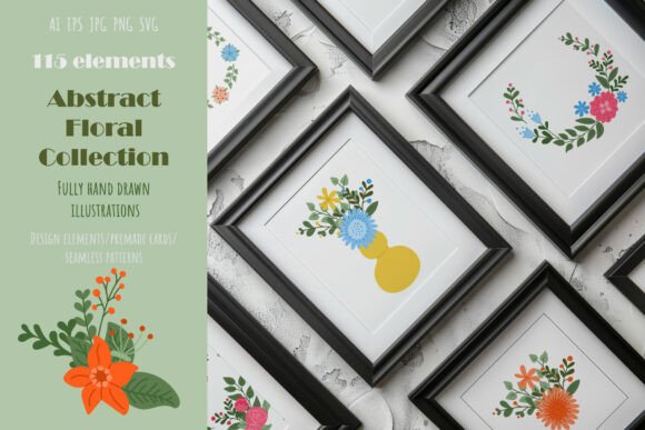 Abstract Floral Collection: A Versatile Graphic Design Asset for Creative Sellers