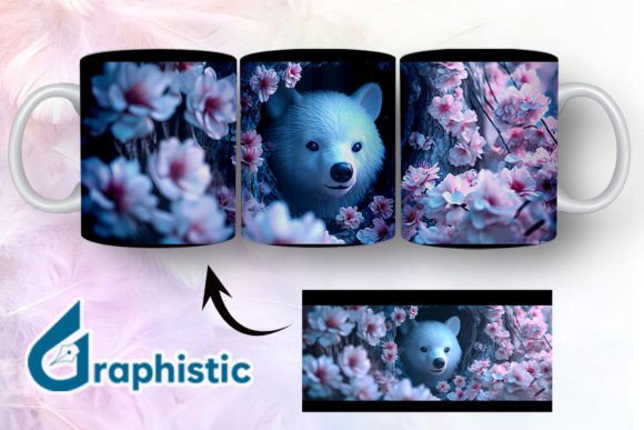 Bear Floral Break Through Mug Wrap 06 - Illustrations for Branding