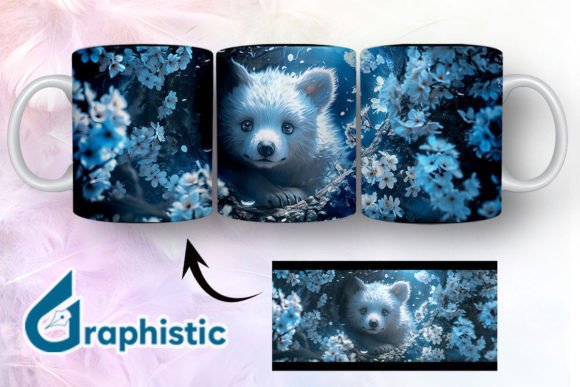 Bear Floral Break Through Mug Wrap 08 Graphics