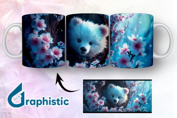 Bear Floral Break Through Mug Wrap 16 - A Versatile Graphic Asset