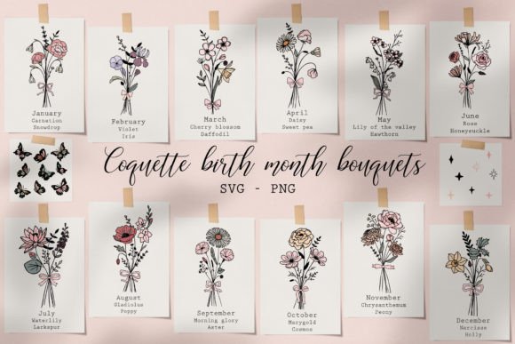 Birth Flower Bouquet Svg Wildflower Svg Graphics