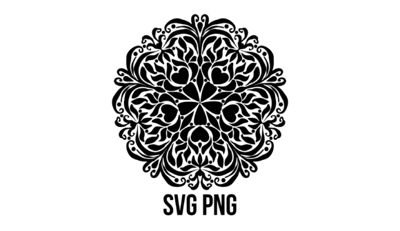 Black Round Floral Pattern Graphics for Handmade Creations