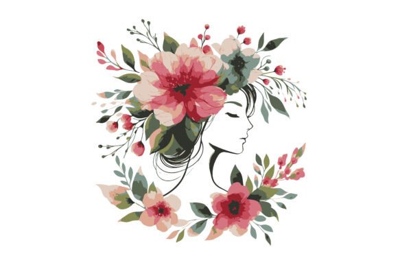 Creative Floral Women Icon Line Art Vect for Graphics and Illustrations