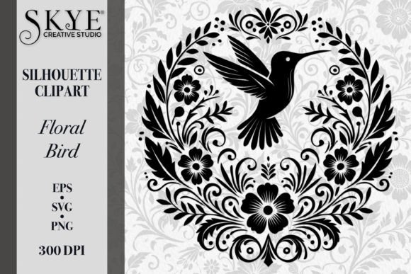 Elegant Floral Bird Silhouette SVG 19 for Branding and Marketing