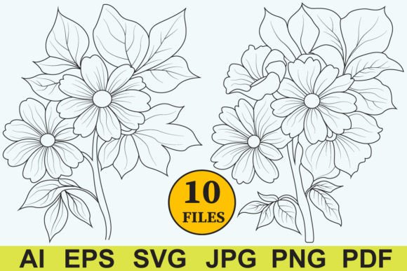 Floral Bouquets Set Line Art Vol.1: A Versatile Graphic Design Asset