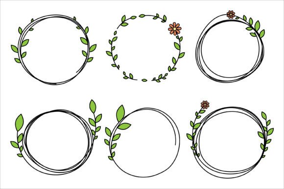 Floral Circle Frames Clipart: Elegant Graphics for Editorial Use