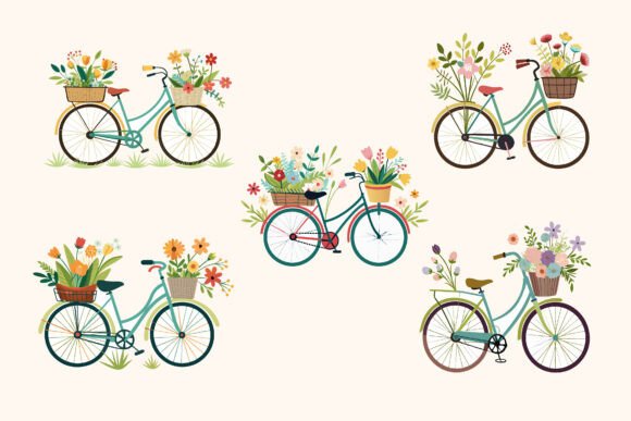 Floral Cycle Vector Illustration Set for Branding and Marketing