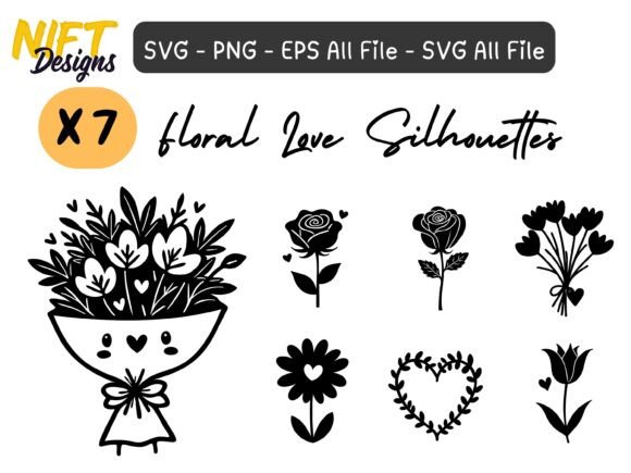Floral Love Silhouettes SVG for Branding and Marketing
