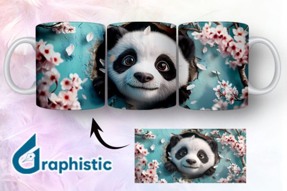 Floral Panda Break Through Mug Wrap 12 - A Versatile Graphic Asset