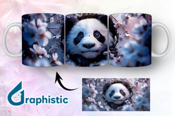 Floral Panda Break Through Mug Wrap 20 Graphics