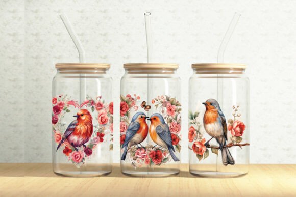 Floral Robins 16oz Glass Can Wrap Embroidery Design Review