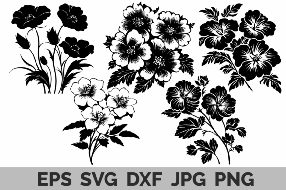 Floral Silhouette Bundle for Graphic Design Projects