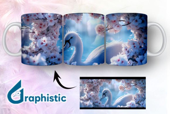 Floral Swan Break Through Mug Wrap 13 Graphics for Blog & Editorial Use