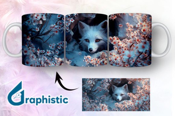 Fox Floral Break Through Mug Wrap 24 - A Graphic Illustration for Branding