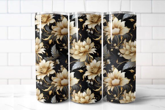 Gold Floral 20oz Skinny Tumbler Graphic Design