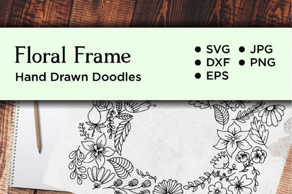 Hand Drawn Floral Doodle Frame for Graphics and Illustrations