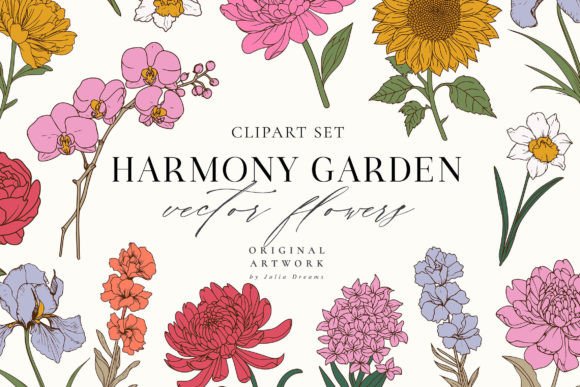 Harmony Garden Flowers SVG Clipart Set for Branding and Marketing