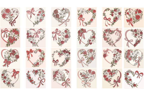 Heart-Shaped Floral Wreath Graphics for Handmade Creations