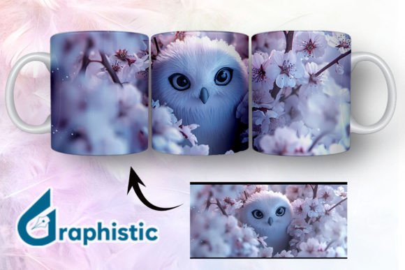 Owl Floral Break Through Mug Wrap 02 - A Versatile Graphic Design Asset