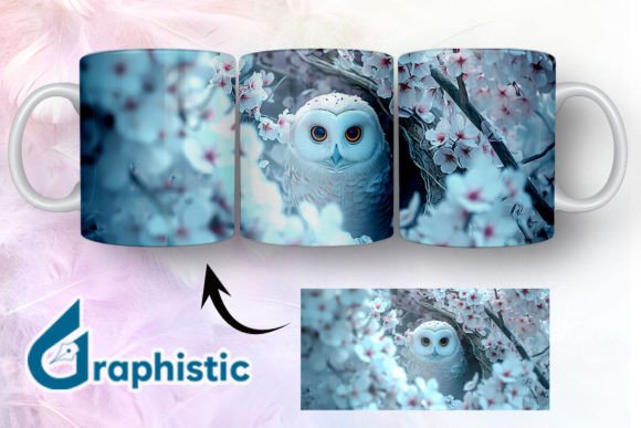 Owl Floral Break Through Mug Wrap 20 Graphics