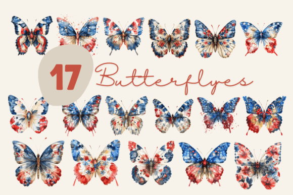 Patriotic Watercolor Butterflies Flowers Review