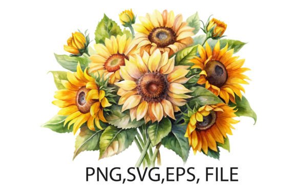 Watercolor Floral Illustration Sunflower for Graphics and Design