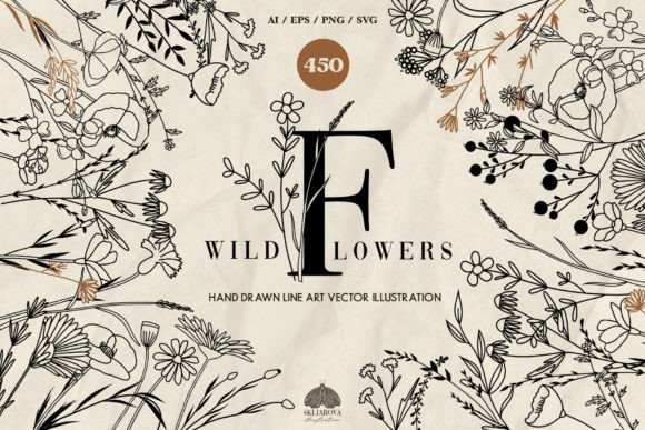 Wildflower Line Art Collection for Creative Design