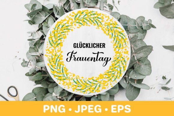 Women’s Day in German Floral Mimosa Graphics